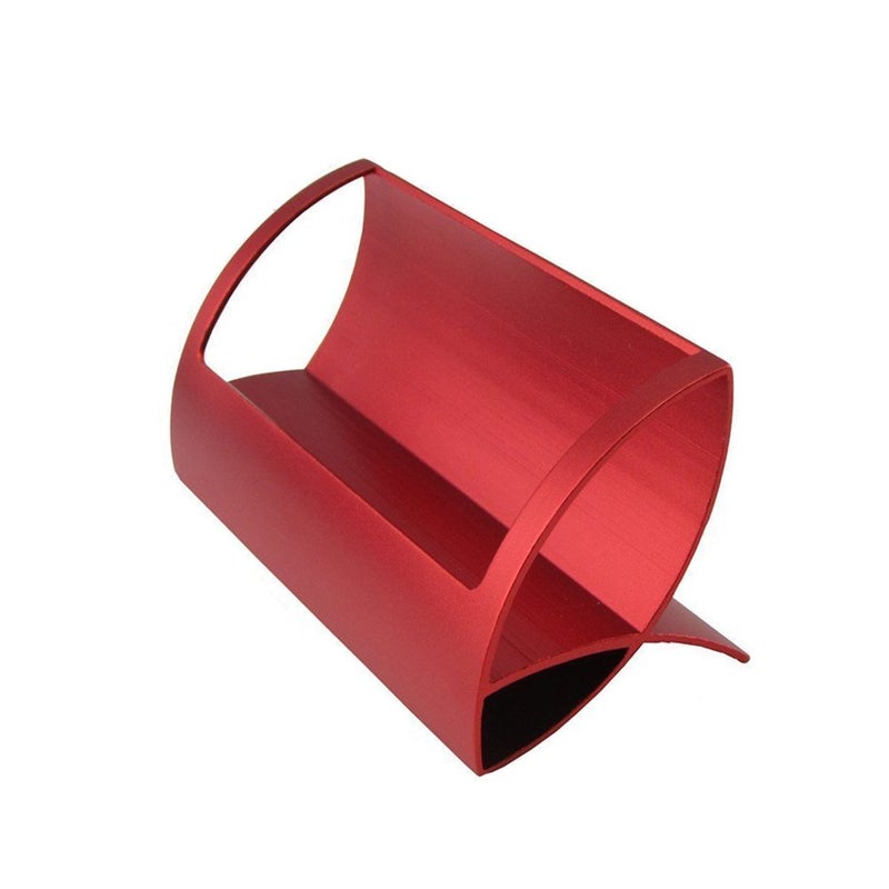 YTYKINOY Desktop Innovative Metal Business Card Display Holder Stand Creative Q Shape Aluminum Business Name Card Holder (Red) - Image 2